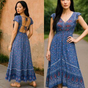 END OF SEASON SALE❗️ 》💙 2 for $25 Garden Party Open Back Maxi Dress 🌸